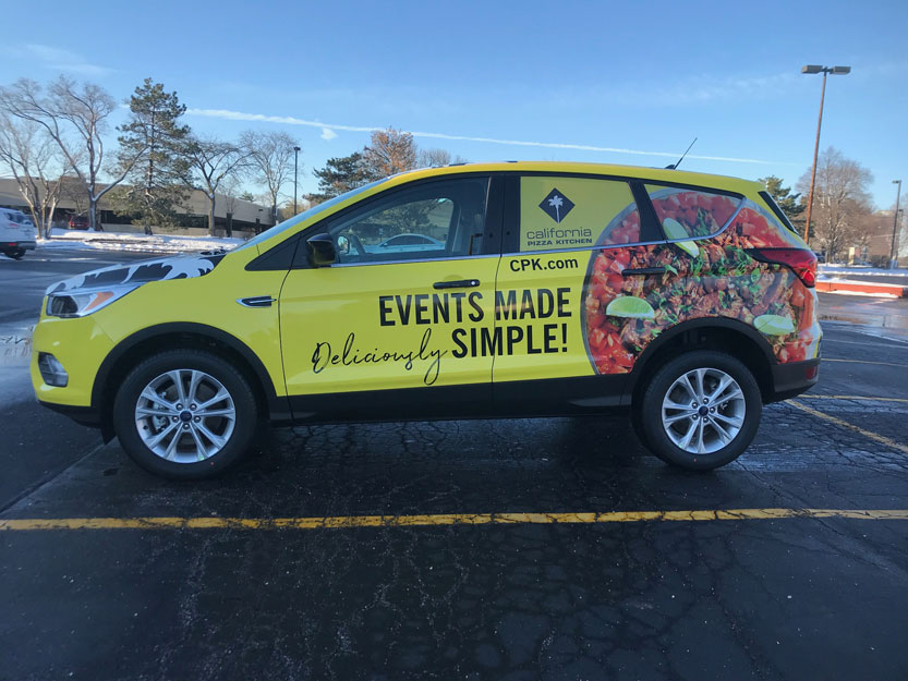Closer image of CPK vehicle wrap