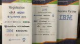 Retractable banners for CIO/CISO Charlotte Summit featuring partner logos, registration details, and event information.