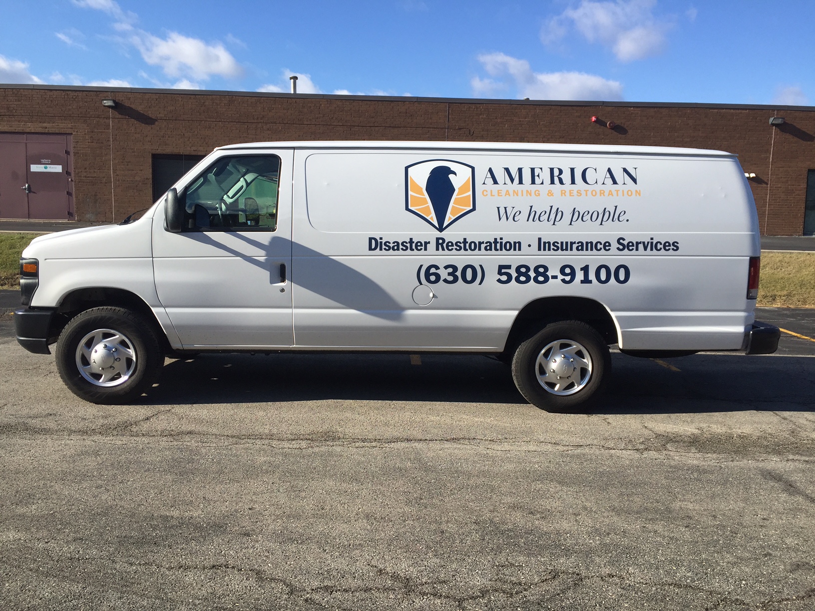 Branded fleet vehicle wrap on commercial cleaning company van Chicago