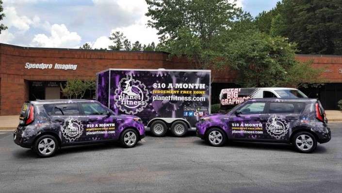 Planet Fitness fleet wrap for vans and trailers