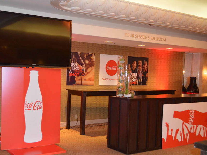 Coca Cola Advertisements outside a Four Seasons ballroom