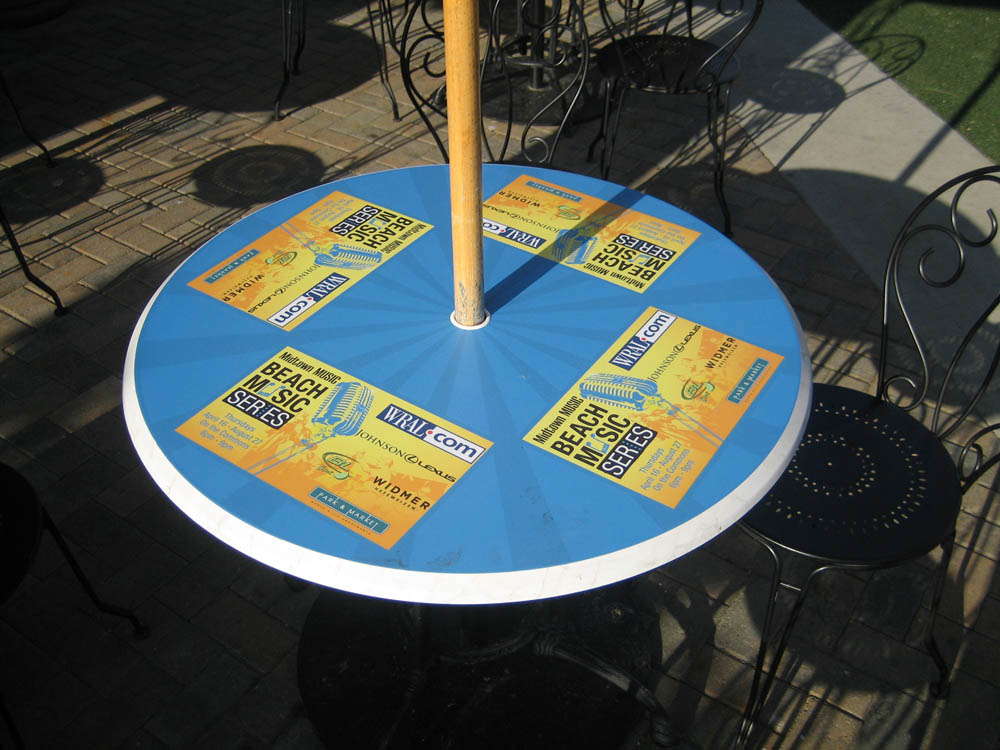 Midtown Music Beach Music Series signs on a table