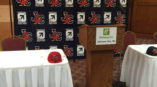 Backdrop banner for Johnson City press conference