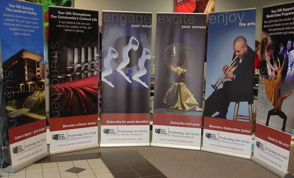 Retractable banners for the Iowa State Center