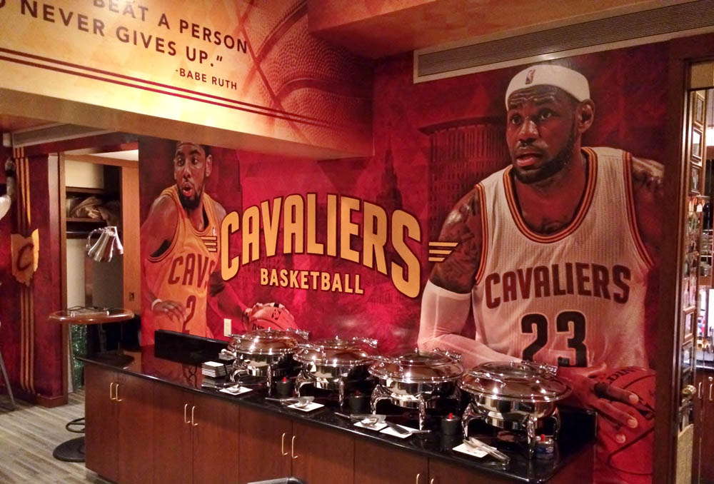 Cleveland Cavaliers wall graphics in cafeteria
