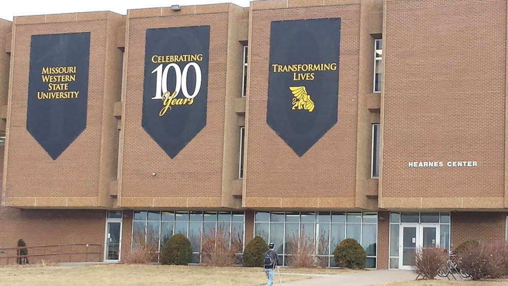 Missouri Western State University outdoor banners on buildings