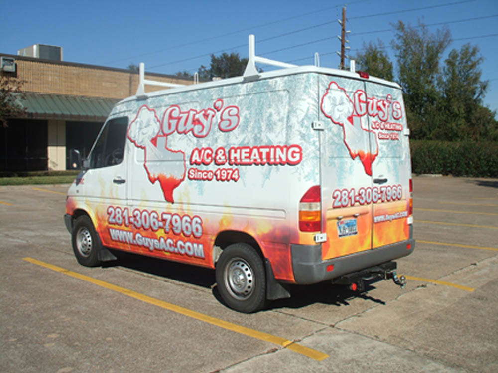 Guy's AC & Heating graphic van wrap