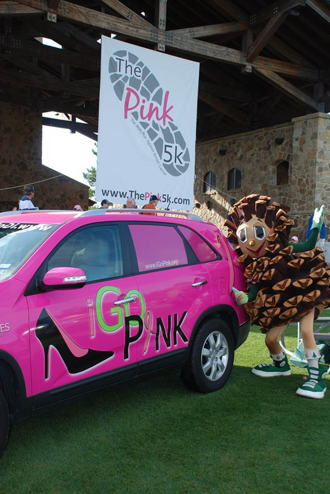SUV graphic wrap with mascot at The Pink 5k