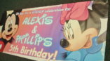 Alexis & Phillips 5th Birthday sign with Mickie and Minnie