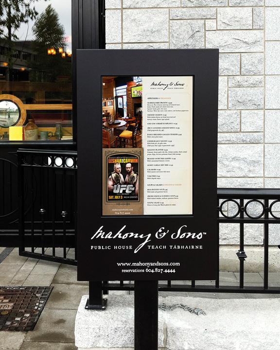 Digital signage for Mahony & Sons restaurant