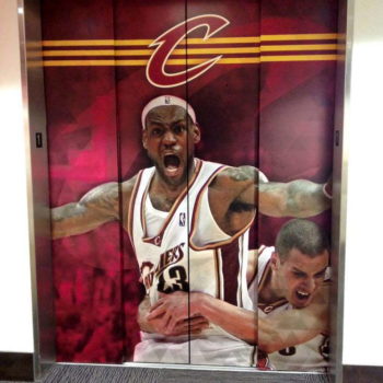 Cleveland Cavaliers elevator wrap of Lebron James