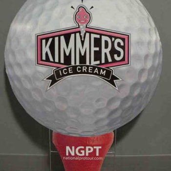 Kimmer's Ice cream logo on a golf ball for the National Pro Tour