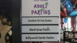 Party Paradise adult parties signage in a store