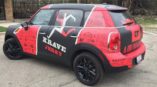 Krave Jerky red and white Mini Cooper wrap
