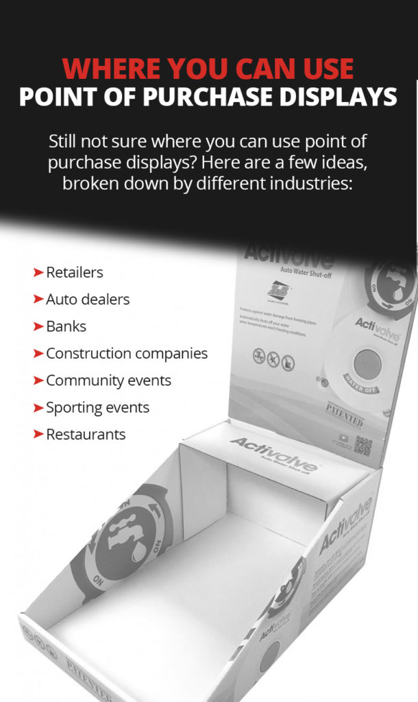 Where can you use point of purchase displays?