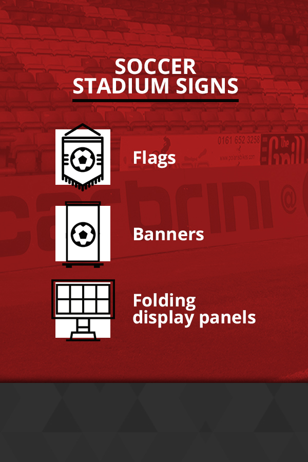 Soccer Stadium Signs: Flags, Banners, Folding Display Panels