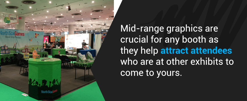Mid-range graphics are crucial for any booth as they help attract attendees