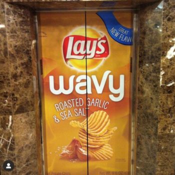 elevator wrap branded with lays wavy roasted garlic & sea salt chips